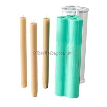 Silicone mold. Three table cylinders are smooth + formwork