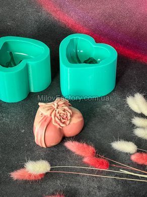 Silicone mold Heart with bow and rose