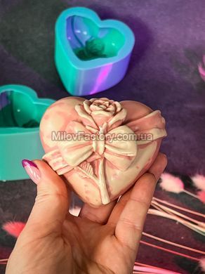 Silicone mold Heart with bow and rose