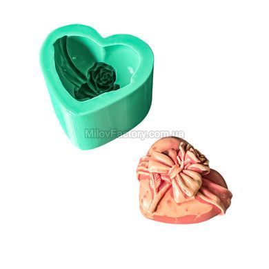 Silicone mold Heart with bow and rose