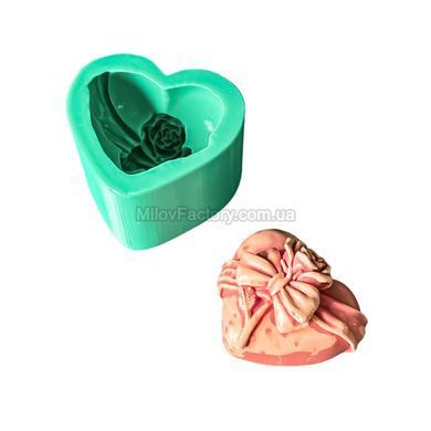 Silicone mold Heart with bow and rose