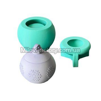 Молд Кашпо куля зі сніжинками 1.0 - М + кришка гладка 1.0 - М SF20240828001 фото