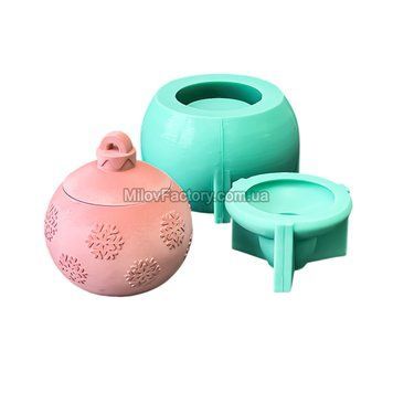 Молд Кашпо куля зі сніжинками 1.0 - L + кришка гладка 1.0 - L SF07241028001 фото